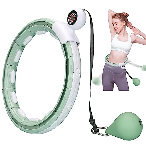 LEAFIA Smart Fitness Reifen, Ruhig Hula Hoop Gewichtsverlust, mit Smarten Zähler, magnetische Scheibe, und 16 Abnehmbarer Einstellbar Breit Bewegliche Reifens, für Kinder Erwachsene Anfänger von LEAFIA