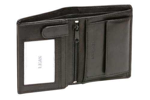Geldbörse mit Außenverschluss für Damen & Herren LEAS in Echt-Leder schwarz