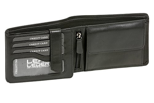 LEAS Hochwertige Scheintasche mit Riegel mit Box Echt-Leder, schwarz Elegance-Edition von LEAS
