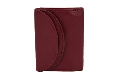 Kleine Minibörse extra dünn, flaches Portemonnaie mit RFID Schutz, Block Folie mit Geschenk Box LEAS in Echt-Leder, rot von LEAS