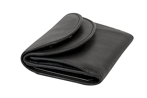 Kleine Minibörse extra dünn, flaches Portemonnaie mit RFID Schutz, Block Folie mit Geschenk Box LEAS in Echt-Leder, schwarz von LEAS