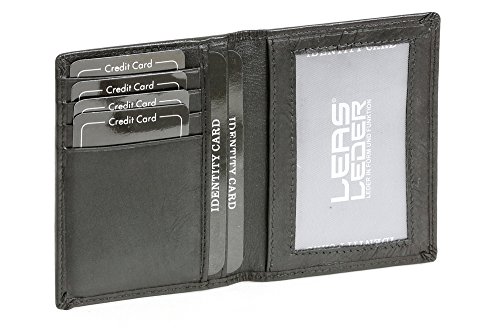LEAS Ausweis- und Kreditkartenhülle mit RFID-Schutz Echt-Leder, schwarz Card-Collection von LEAS