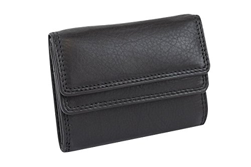 LEAS Damen Minibörse extra dünn, flaches Portemonnaie Herren mit RFID Schutz Block Folie mit Geschenk Box Echt-Leder, schwarz von LEAS
