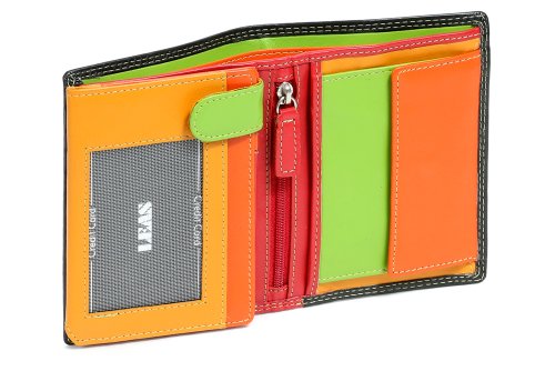 LEAS Damen und Herren Klassische mehrfarbige Kombibörse RFID- Schutz im Hochformat Echt-Leder, bunt Multicolore-Serie von LEAS