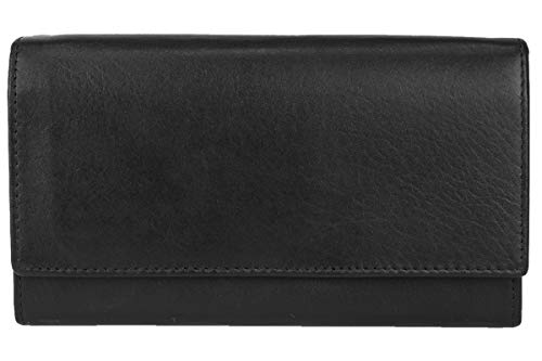 LEAS Damenlanghandbörse im Querformat Echt-Leder, schwarz Ladies-Collection von LEAS
