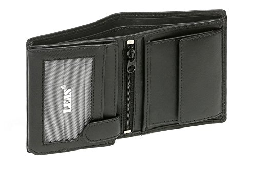 LEAS Mini-Kombibörse mit Riegel RFID- Schutz extra dünn im Hochformat Echt-Leder, schwarz Mini-Edition von LEAS