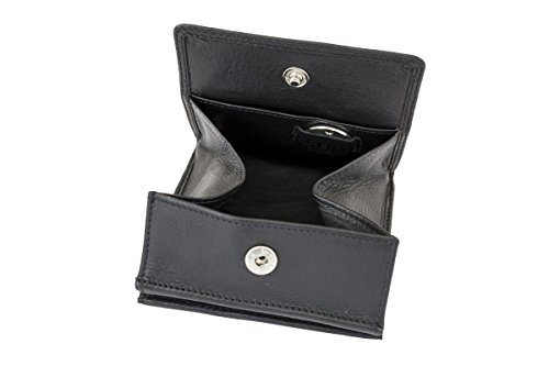 LEAS Wiener Schachtel mit großem Kleingeldfach mit RFID Schutz Block Folie mit Geschenk Box Echt-Leder, schwarz von LEAS