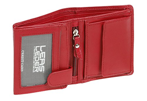 LEAS Mini-Kombibörse RFID Schutz Echt-Leder, rot Mini-Edition von LEAS