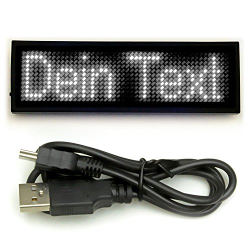 USB LED-Lauftext Schild Weiss LED Namensschild Laufschrift mit weißer Anzeige Leuchtpin von LED-Fashion