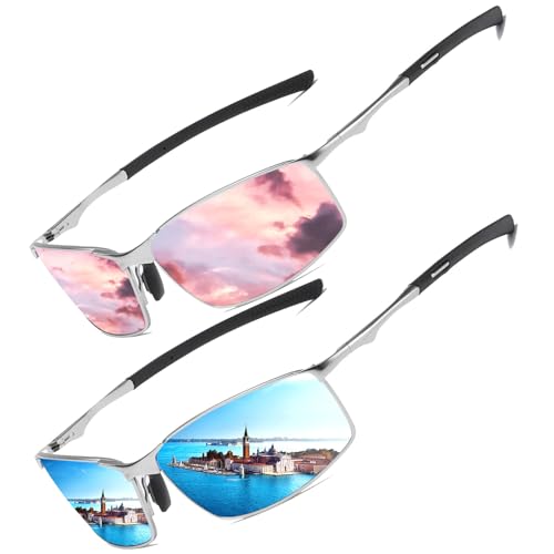 LEDING&BEST Polarisierte Pilotenbrille Sonnenbrille Herren Damen Freien Leichtgewicht Metallrahmen Angeln Golf Fahren Stilvoll Retro Flieger brille Cat 3 CE von LEDING&BEST