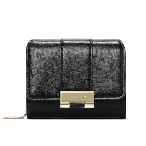 LEEXTON Exquisit Geldbörse Damen Klein, Kurzformat Portemonnaie Damen aus Leder, Geldbeutel Damen mit Zipper Münzfach Brieftasche von LEEXTON