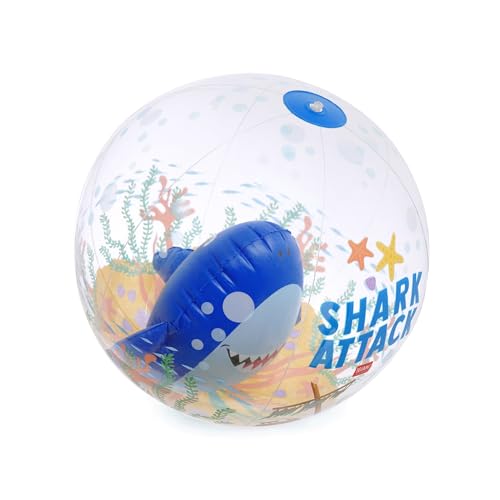 Legami - Aufblasbarer Strandball, Beach Ball, aufblasbarer Ball aus PVC, weich für Kinder, aufblasbarer Ball für Strandpartys mit Hai, aufblasbar zum Spielen von Fußball Volleyball, Durchmesser 40 cm von LEGAMI