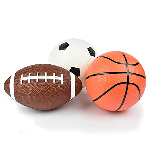 Legami - Set mit 3 Mini-Bällen, Mini-Ball-Set, 12 x 3,7 cm, Fußball, American Football und einem Basketball, alle aus Kunststoff von LEGAMI