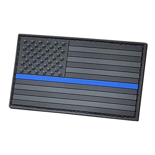 LEGEEON Blackout Thin Blue Line America Flag USA Tactical Morale PVC Rubber Fastener Patch von LEGEEON
