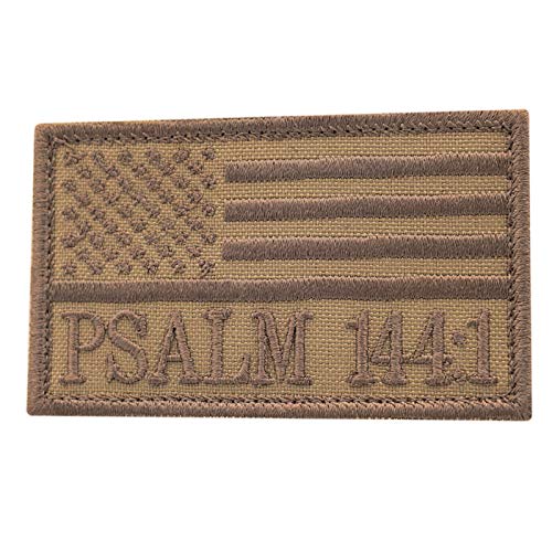 LEGEEON Coyote Brown Psalm 144:1 2x3.25 Christian Morale Tan USA Tactical Hook Cap Patch von LEGEEON