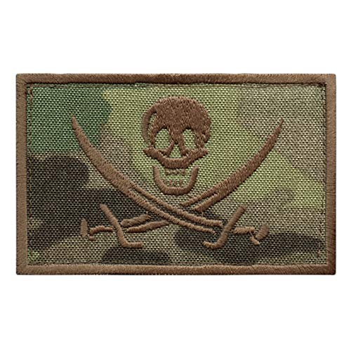 LEGEEON Multicam Calico Jack Skull Pirate Jolly Roger Morale Tactical ISAF Embroidery Touch Fastener Patch von LEGEEON