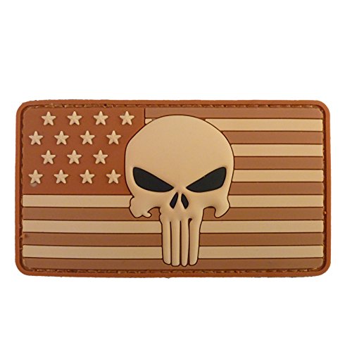 LEGEEON Tan Coyote Punisher USA American Flag PVC Rubber Touch Fastener Patch von LEGEEON