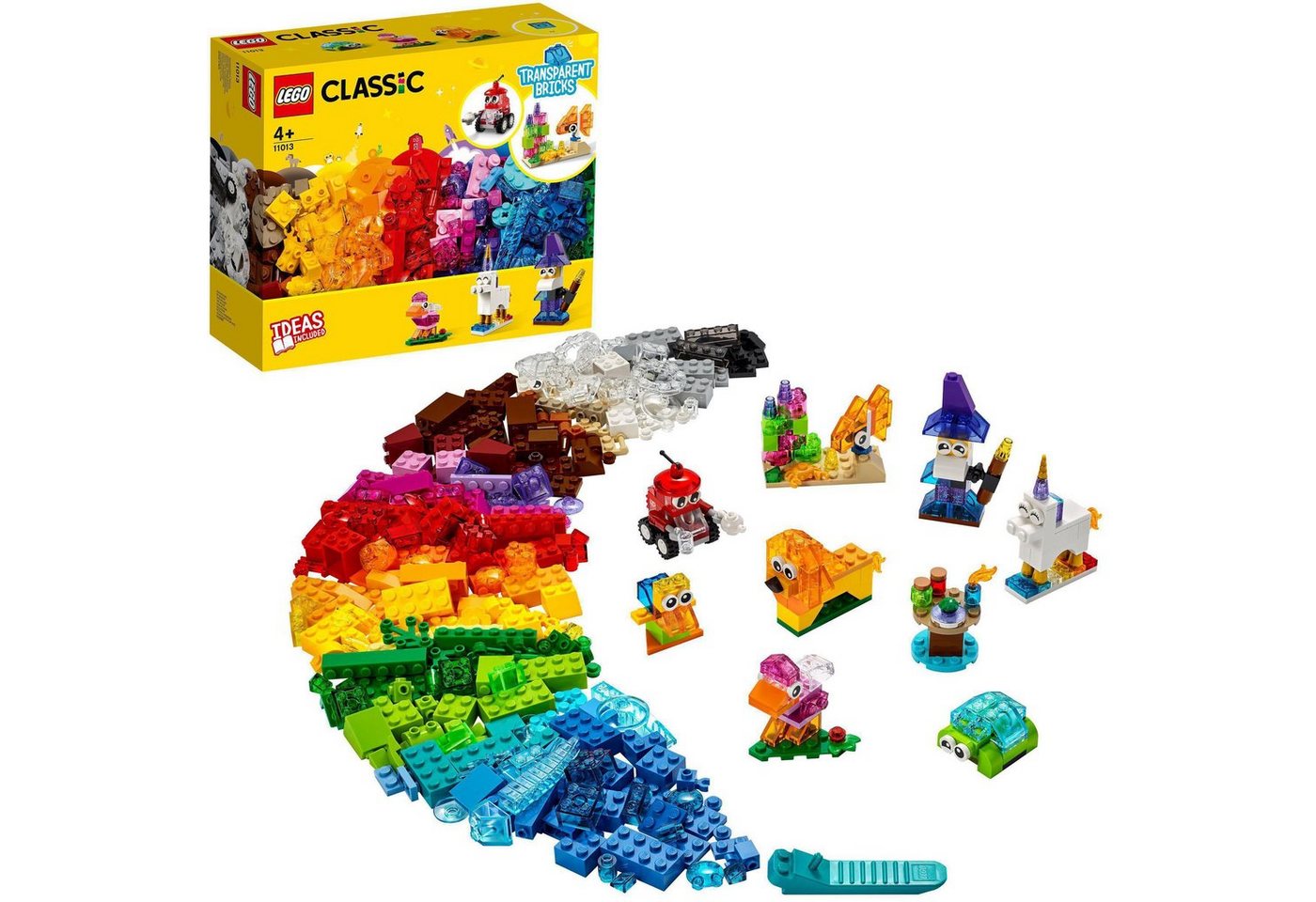 LEGO® Konstruktionsspielsteine Kreativ-Bauset mit durchsichtigen Steinen (11013), LEGO® Classic, (500 St), Made in Europe von LEGO®