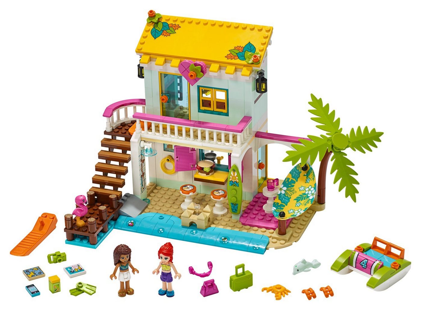 LEGO® Spielbausteine Friends 41428 Strandhaus mit Tretboot, (Set, 444 St., Set) von LEGO®
