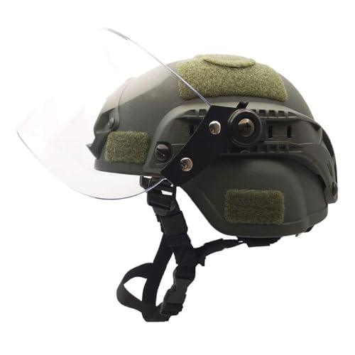 LEJUNJIE Taktisch Mich 2000 Schnell Helm mit klarem Riot Visier Gesichtsschutz Schiebeschutzbrille für Airsoft Paintball CS Kriegsspiele im Freien von LEJUNJIE