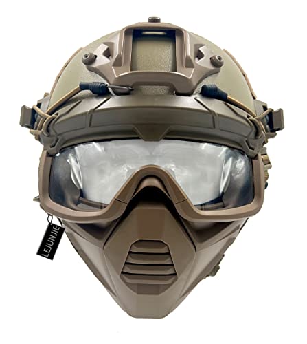 PJ Taktik Airsoft Schutz Fast Helm mit Schutzbrille und halber Gesichtsschutz Maske Passend für Paintball CS von LEJUNJIE