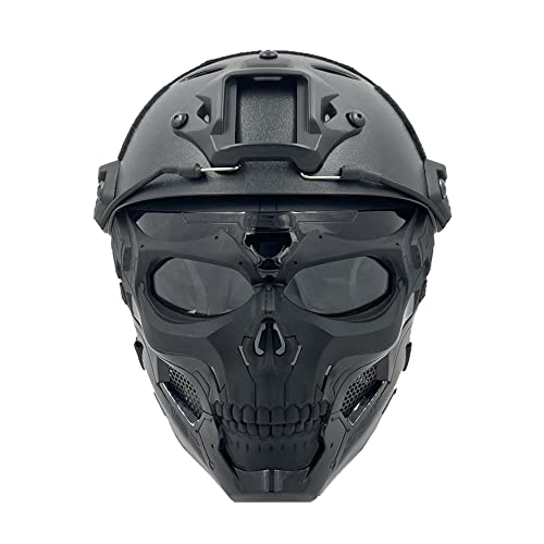 PJ Taktik Fast Helm- und Totenkopf Maske-Set, Einstellbare Vollgesichtsschutz Maske, Geeignet für Aktivitäten wie Paintball-Schießen, CS-Spiele, Kostümpartys von LEJUNJIE