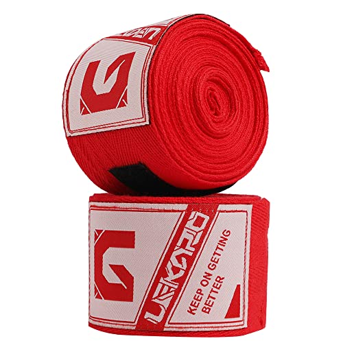 LEKÄRO Elastische Baumwoll-Boxbandagen für Muay Thai MMA Training für Männer und Frauen, Rot, 457,2 cm von LEKÄRO