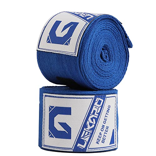 LEKÄRO Elastische Baumwoll-Boxbandagen für Muay Thai MMA Training für Männer und Frauen (Blau, 457,2 cm) von LEKÄRO