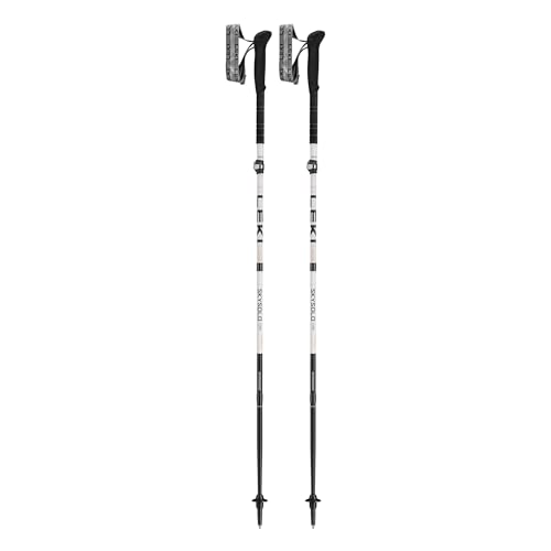 LEKI Skysolo FX.One Carbon Faltbare leichte Wanderstöcke für Thru-Hiking, schnelles Packen & Bergsteigen - Weiß-Schwarz-Orange - 130 cm von LEKI