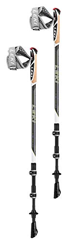 LEKI Traveller Carbon Walkingstöcke, dunkelanthrazit-weiß-Lime, 90-130cm von LEKI