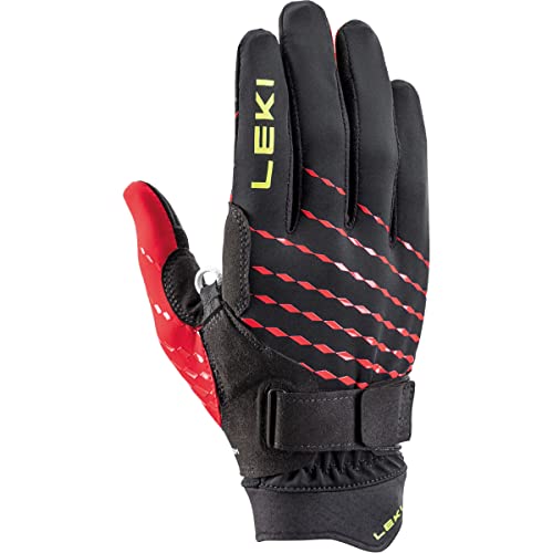 LEKI Ultra Trail Breeze Shark Handschuhe, Black-red-Neonyellow, EU 7 von LEKI