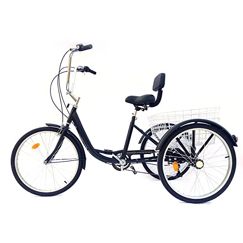 LENJKYYO 24 Zoll Dreirad Fahrrad für Erwachsene mit Einkaufskorb Fahrrad 3-Rad Fahrräder,Dreirad für Erwachsene Cityräder mit Warenkorb für Shopping & Ausflug Erwachsene Sicher und Stabil von LENJKYYO