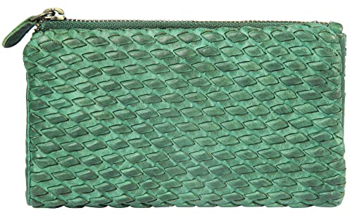 LEONARDO VERRELLI Damen-Geldbörse Clutch Portemonnaie Tasche Handtasche Echtleder 3000451 (Grün) von LEONARDO VERRELLI