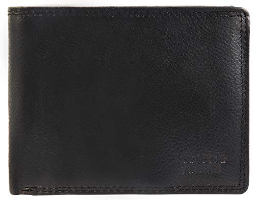 LEONARDO VERRELLI Herren - Geldbörse Echt Leder Brieftasche RFID Schutz 12,5x9,5x2,5 cm 3000356 (Schwarz) von LEONARDO VERRELLI