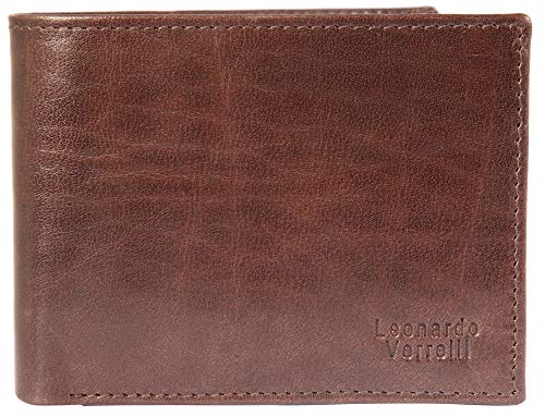 LEONARDO VERRELLI Herren - Geldbörse Echt Leder Portemonnaie 12,5 x 10 cm Brieftasche 3000301 (Braun) von LEONARDO VERRELLI