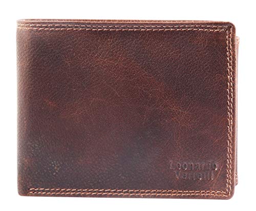 LEONARDO VERRELLI Herren – Geldbörse Echt Leder Portemonnaie RFID Schutz 3000357 (Dunkelbraun) von LEONARDO VERRELLI