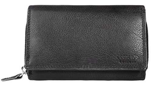 LEONARDO VERRELLI Herren Geldbörse aus Echtleder 15 x 10 cm RFID Safe Portemonnaie 300088 (Schwarz) von LEONARDO VERRELLI
