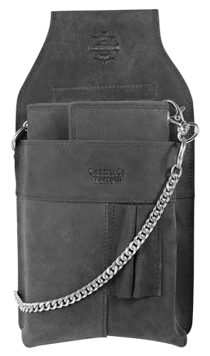 LEONARDO VERRELLI Kellner Geldbörse aus Leder, Kellnerbörse, Geldbeutel, Damen Herren Portemonnaie mit oder ohne Holster, Steck-Tasche, mit Kette und großem Münzfach von LEONARDO VERRELLI