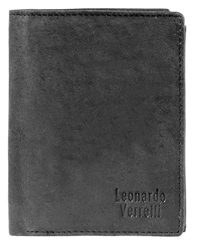 Leonardo Verrelli Echtleder Herren Geldbörse Anthrazit Grau, Hochformat 9 x 12 cm von LEONARDO VERRELLI