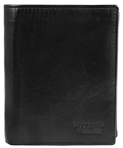 LEONARDO VERRELLI Herren-Geldbörse Echtleder RFID 10x12 cm Hochformat 3000302 (Schwarz) von LEONARDO VERRELLI