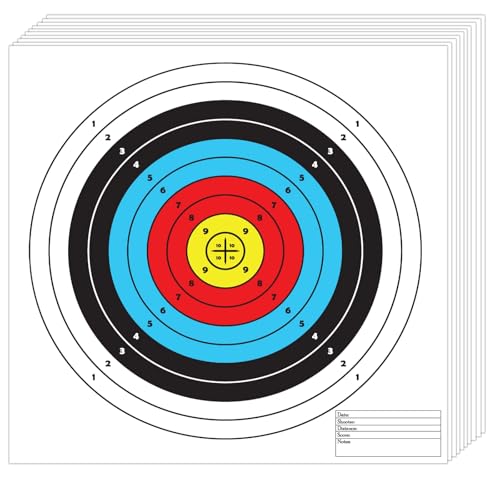 LEOSPABO Zielscheiben für Schießsport 50 Blatt Bogenschießen Zielpapiere 40x40cm Bullseye für Schießtraining & Bogensport, 10 Ring Scheibenauflagen für Luftgewehr, Airsoft, Pistolen von LEOSPABO
