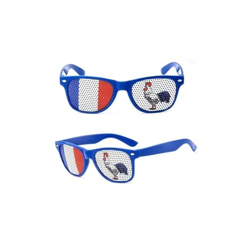 LES COTILLONS D'ALSACE Brille aus Kunststoff, Blau, Weiß, Rot, mit Hahn-Motiv, dreifarbiges Zubehör, Frankreich, Weltmeisterschaft, Fußball, Rugby von LES COTILLONS D'ALSACE