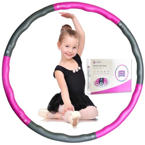 LETAO Hula Hoop Reifen Kinder von 5+ Jahren & Erwachsene | Rosa-Grau Hula Hoop Reifen Kinder, Zerlegbar, inklusive Elektronischer Anleitung von LETAO