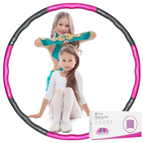 LETAO Hula Hoop Reifen Kinder von 8-15 Jahren | Rosa-Grau Hula Hoop Reifen Kinder, Zerlegbar, inklusive Elektronischer Anleitung von LETAO