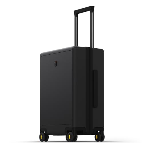 LEVEL8 Handgepäck Koffer, Leichtgewicht aus 100% Polycarbonat,Koffer Trolleys Hartschalen,Trolley Case Elegance Micro-Diamond Textured Design 8 Spinner Größe (51.5cm, 35L,Schwarz) von LEVEL8