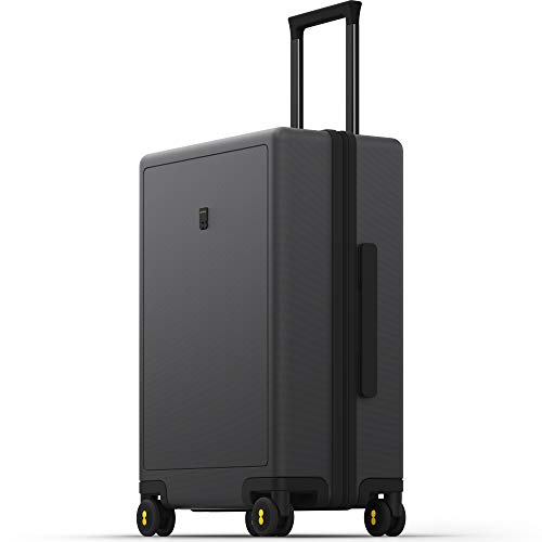 LEVEL8 Koffer Trolley, Rollkoffer Reisekoffer Hartschalen 4 Rollen, Spinner Handgepäck,TSA, 100% PC,Micro-Diamond Textured Design Groß(66cm, 65L,Dunkel Grau) von LEVEL8