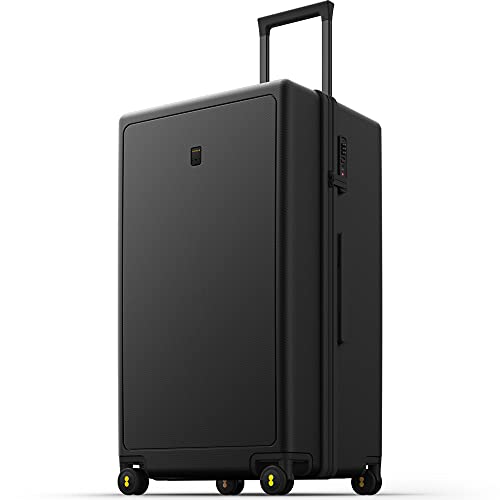 LEVEL8 Koffer Trolley, Rollkoffer Reisekoffer Hartschalen 4 Rollen, Spinner Handgepäck,TSA, 100% PC,Micro-Diamond Textured Design Koffer Trolley Groß(74cm, 99L,Schwarz) von LEVEL8