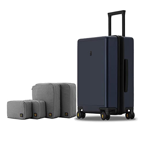 LEVEL8 Koffer Trolleys handgepäck Leichtgewicht 100% PC mit Organizer Set 4-teilig TSA Zahlenschloss Elegance Matte Design 8 Spinner Reisekoffer Hardcase, 20 Zoll(Größe S,54.5CM,40L,Dunkel Blau) von LEVEL8