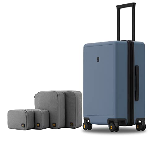 LEVEL8 Koffer Trolleys handgepäck Leichtgewicht 100% PC mit Organizer Set 4-teilig TSA Zahlenschloss Elegance Matte Design 8 Spinner Reisekoffer Hardcase, 20 Zoll(Blau Grau, 37 * 23.5 * 54.5CM,40L) von LEVEL8