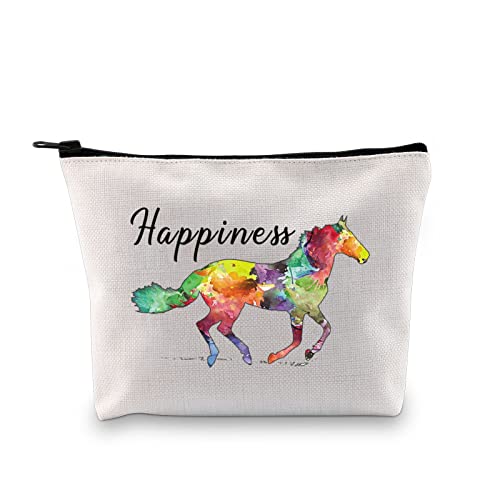 Happiness Horse Gift Horse Makeup Bag Horse Gift for Mother Horse Lover Gift Animal Lover Zipper Pouch, Glück Ku, modisch von LEVLO